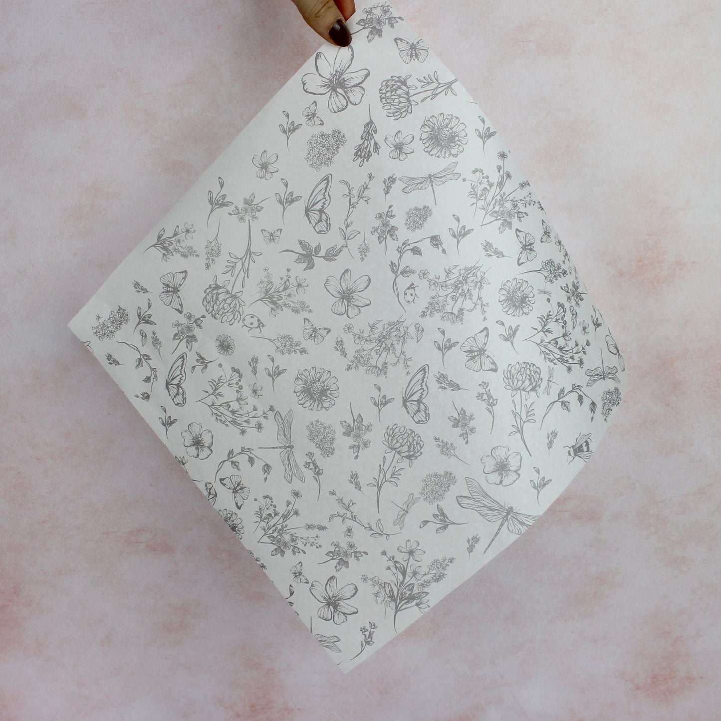 PAPEL FLORAL / GRIS