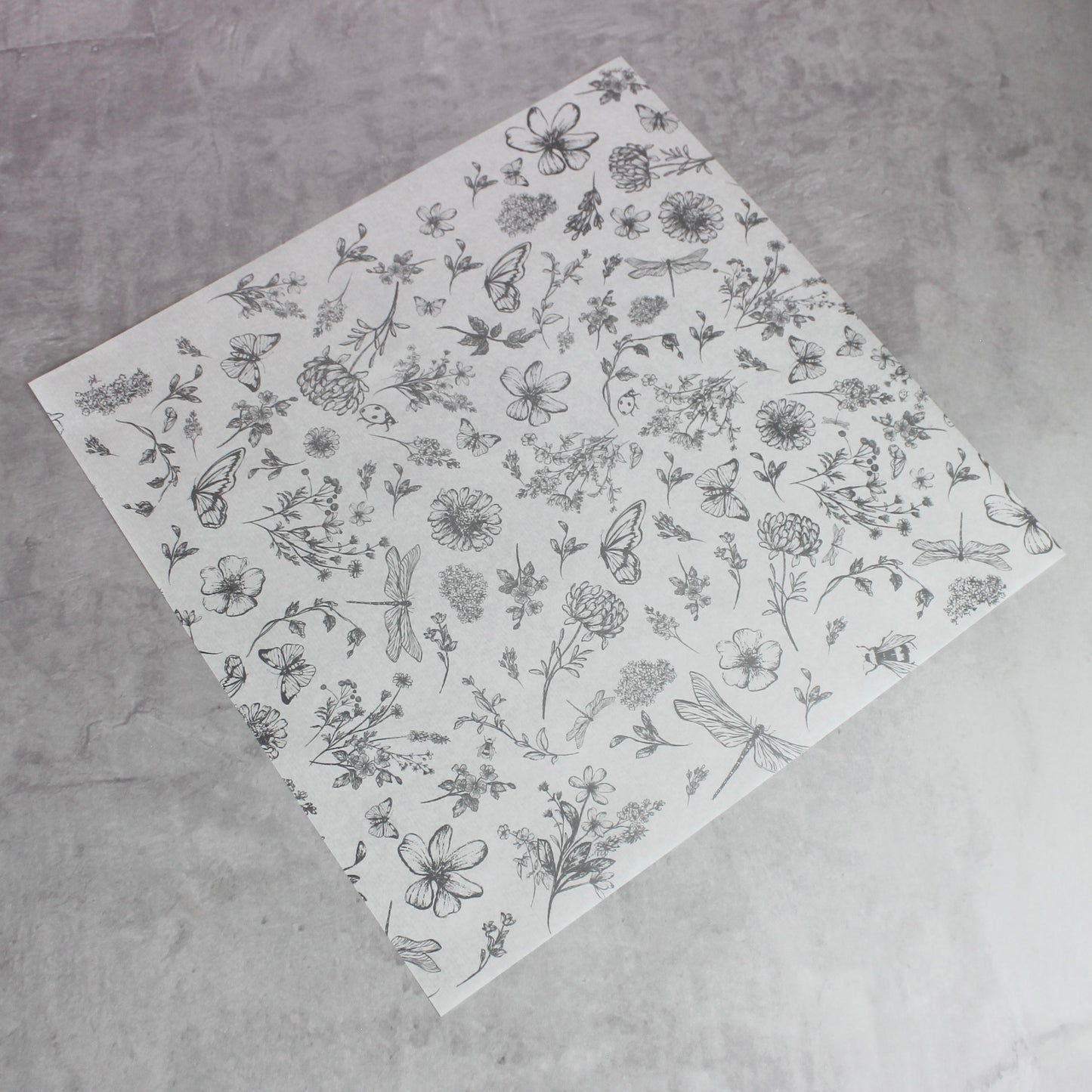 PAPEL FLORAL / GRIS